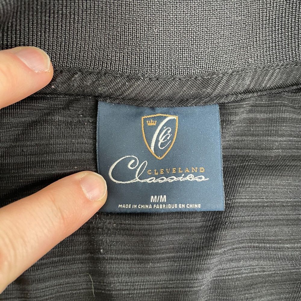 Cleveland Classics Shirt Mens Medium M Black Golf Polo Sewn-On Logos Stripe - Picture 2 of 7